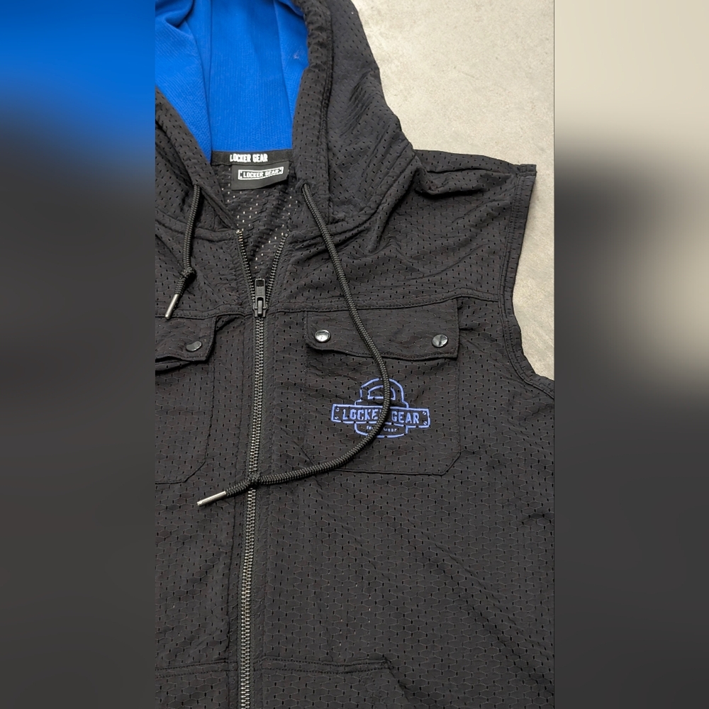 Locker Gear Black Sleeveless Hoodie, Medium